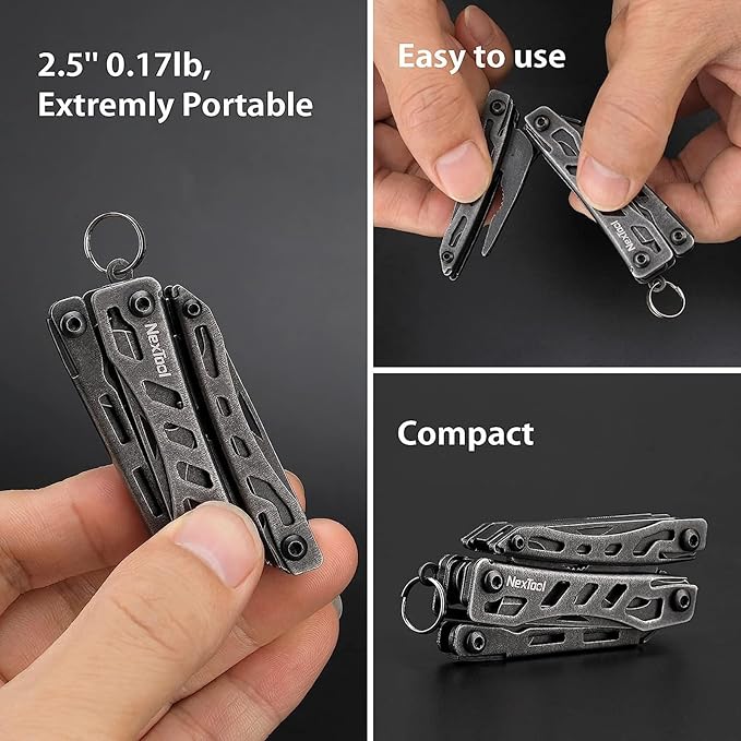 Nextool EDC Keychain Multitool, 10 in 1 Mini Pocket Knife Multi Tool with Needlenose Pliers, Scissors, Mini Useful Cool Gadgets for Men, Gifts For Dad Men Him Boyfriend-Dark