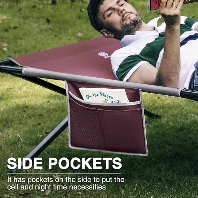 EVER ADVANCED Extra Wide Camping Cot for Adults Oversized XXL Sleeping Cots Folding Cot Bed with Carry Bag, 84.3" L x 41.9" W, Support to 550 lbs