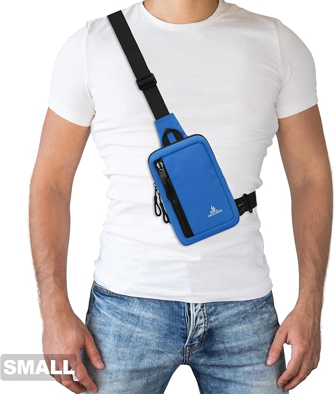 Peicees Small Crossbody Bag for Men Women Mini Sling Bag Travel Running Phone Daypack Cross Body Shoulder Bags, 2 Sizes, Small Navy Blue