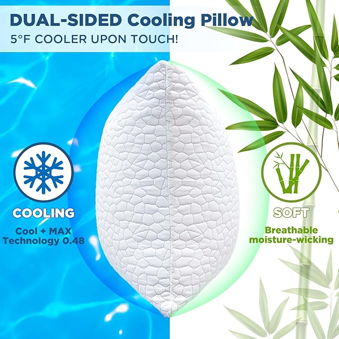 SUPA MODERN Cooling Bed Pillows for Sleeping 1 Pack Small Shredded Memory Foam Pillow Camping Travel Pillow - Compressible Medium Firm, Breathable Cover, ldeal Backpacking Hiking, Airplane and Car