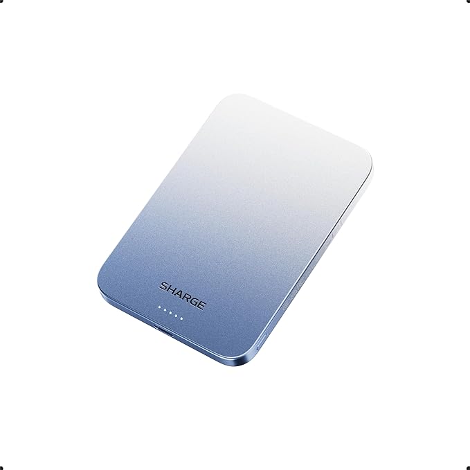 sharge AeroMag Magsafe Portable Charger,Magnetic Power Bank,15W Qi2 Fast Charging Battery Pack Designed for iPhone 17 Pro/16/15/14 (Sky Blue 5K)