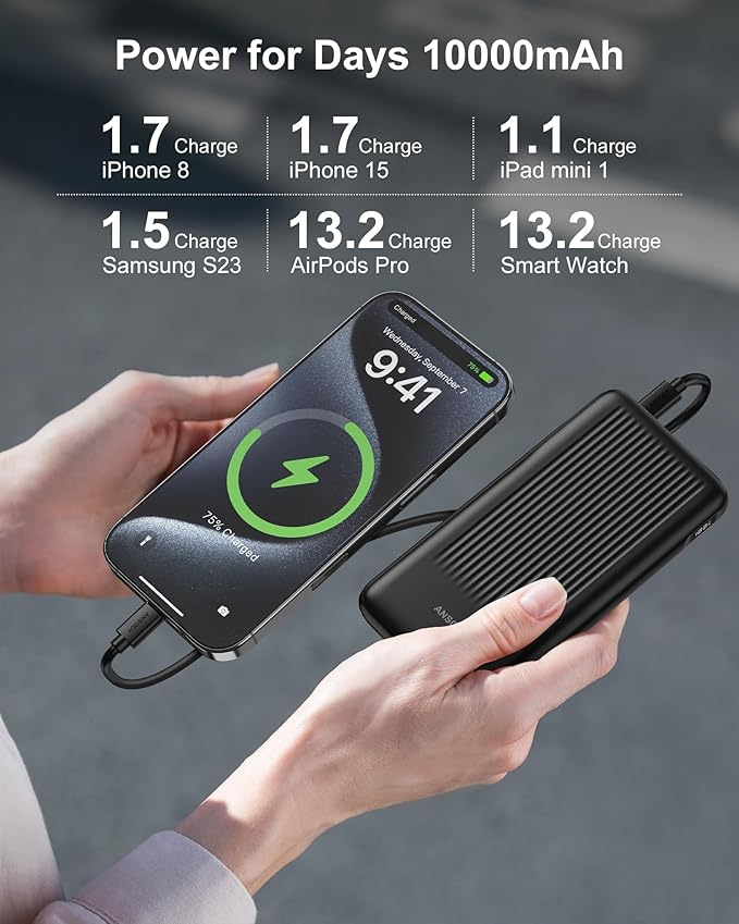 2-Pack 10000mAh Power Bank Fast Charging, 22.5W Compact USB C Portable Charger with 2 Outputs & 2 Inputs, LED Display Battery Pack Compatible with iPhone Samsung iPad Tablets, Blue & Pink