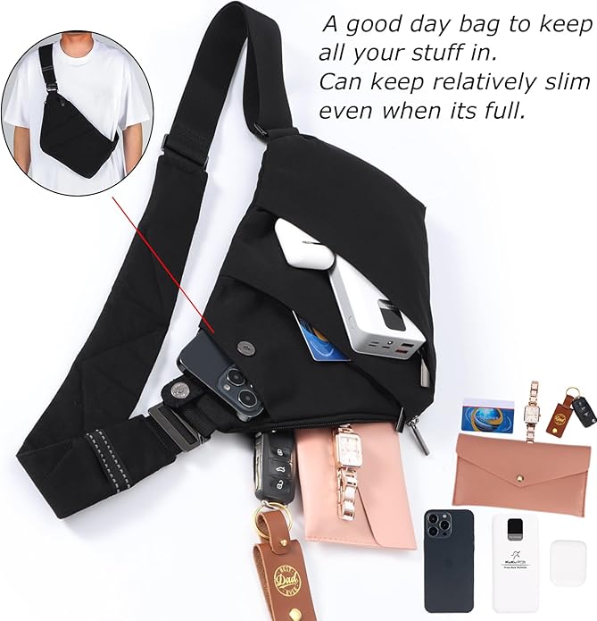 Sling Bag Cross Body Bag, Anti Theft Crossbody Bags for Travel Lightweight Chest Shoulder Bags for Women Men