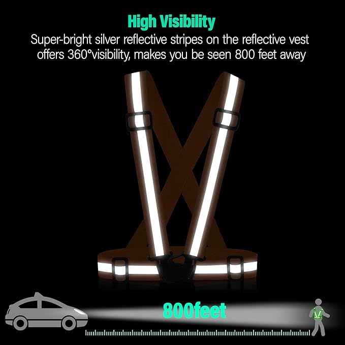 Reflective Vest Running Gear, 2Pack High Visible Safety VES for Cycling Jogging Running Walking, Adjustable for Men Women Kids
