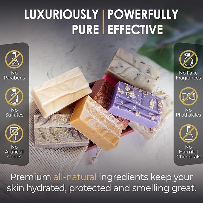 Lemongrass Bar Soap for Men and Women, Made with Organic Ingredients, Handmade in the USA, Moisturizing and Therapeutic for Face/Body, Soap Bar for Sensitive Skin