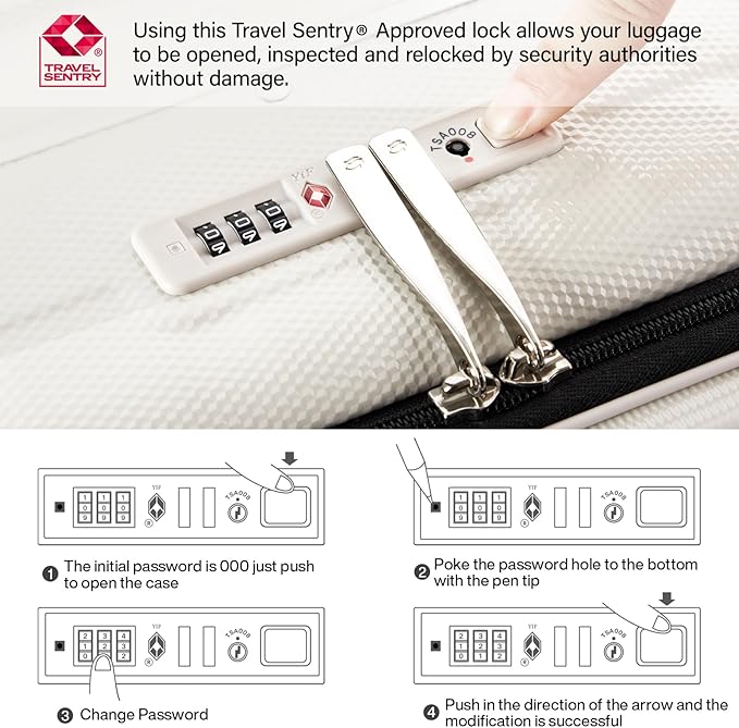 Hanke 26 Inch Large Luggage Suitcase Top Opening Aluminum Frame Travel Luggage Hard Shell Suitcases with Wheels for Woman Men.(Ivory white)