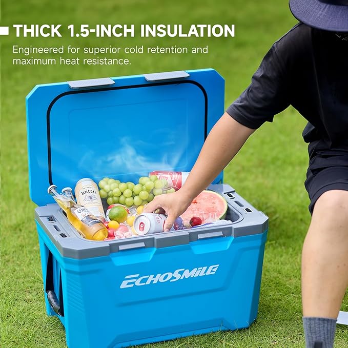 EchoSmile Ultra-Light Hard Cooler 35L/37qt, Outdoor Insulated Ice Chest Box