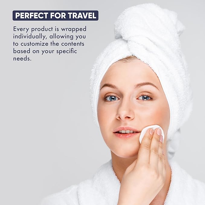 Personal Care Travel Toiletries | 1-Shoppe Amenities Kit | Travel Shaving Set, Toothbrush & Paste, Mouthwash, Makeup Wipes, Swabs, Nail File & Sewing Kit | 75 Pieces