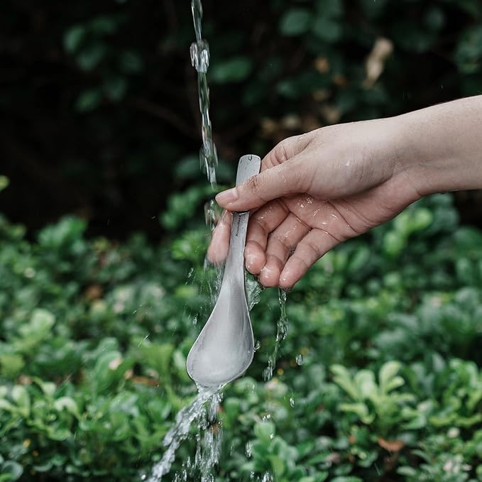 Boundless Voyage Titanium Spoon for Camping Travel Home with Carry Bag Outdoor Tableware Camping Flatware Cooking Utensils Ti15171B