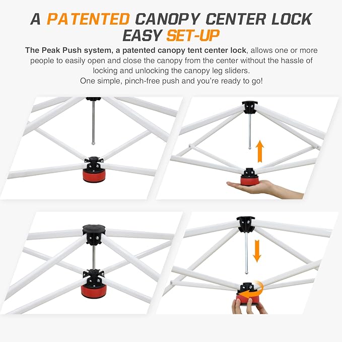 EAGLE PEAK 10x10 Slant Leg Pop-up Canopy Tent Easy One Person Setup Instant Outdoor Beach Canopy Folding Portable Sports Shelter 10x10 Base 8x8 Top (Red)