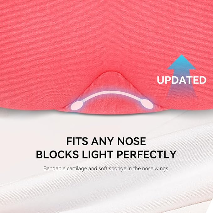 Mavogel Cotton Sleep Mask - Breathable Light Blocking Sleep Eye Mask, Soft Comfortable Night Sleeping Mask for Men Women, Eye Cover for Travel/Shift Work/Nap, Includes Travel Pouch (Vermilion Red)