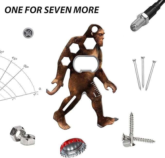 Sasquatch Multi-Tool 2 Pack, Tool-a-Long Stainless Steel Tool Carabiners, Compact Stainless Steel Construction for Hiking, Kayaking, Camping, Travel and Outdoor Sasquatch Gifts for Men Women