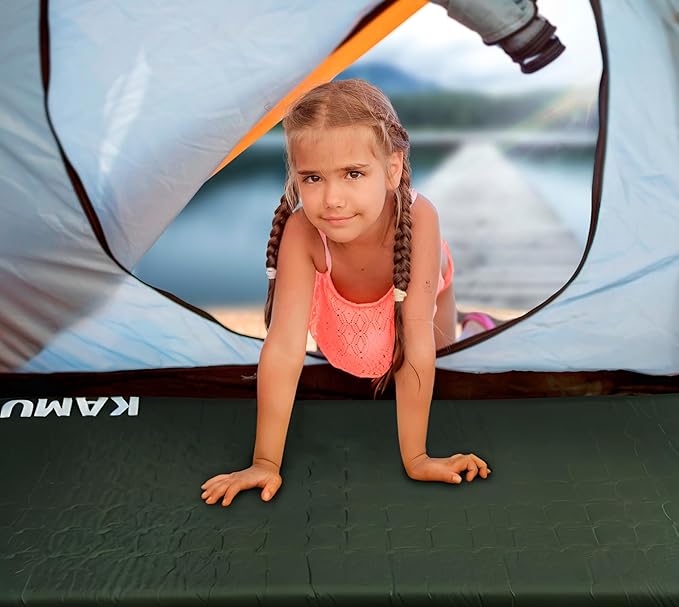KAMUI Self Inflating Sleeping Pad - 2 Inch Thick Camping Pad Connectable with Multiple Camping Mats Designed for Tent, Couple, and Family Camping