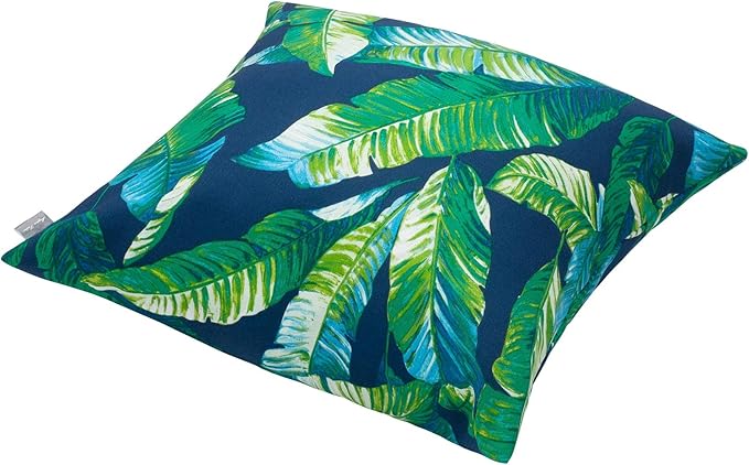 Magpie Fabrics Patio Pillow Covers ONLY 18"x18", Set of 2, Fade-Resistant Outdoor Indoor Decorative Throw Pillowcase Shell for Couch Garden Furniture - Green Lagoon Leaves