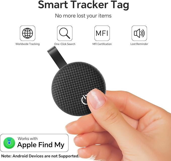 Air Tracker Tags-2 Pack, Bluetooth Tracker Works with Apple Find My (iOS Only), Smart Tag with Keychain, Item Finder for Luggage/Key/Suitcase/Pets/Wallet, Replaceable Battery (Gray)