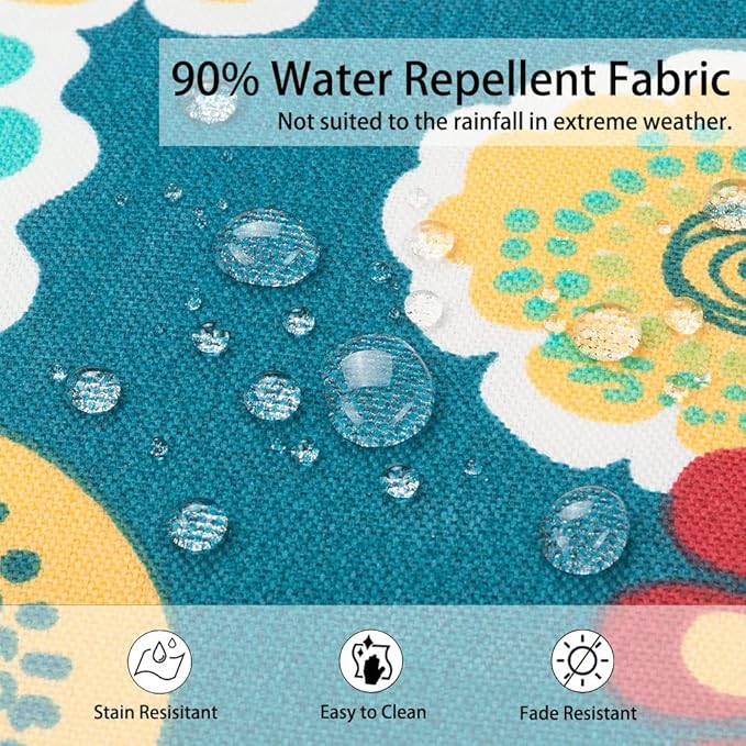 Magpie Fabrics Pack of 2 Outdoor Waterproof Lumbar Rectangular Throw Pillow with Insert 12x20 Inch, Home Decorative Toss Cushion for Patio Garden Car Office (Heronsbill Turquoise Green)