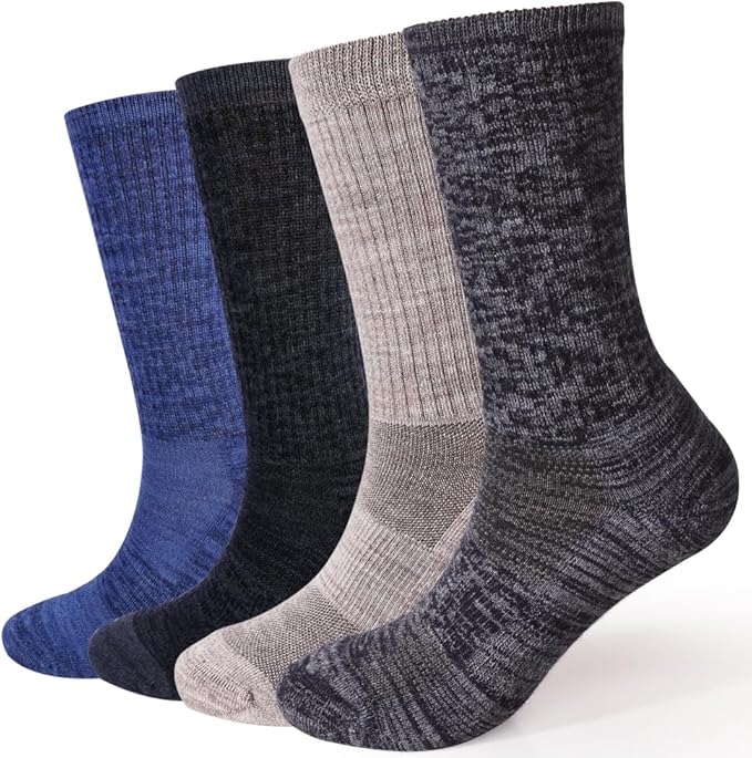 EnerWear 4 Pack Women's Merino Wool Outdoor Hiking Trail Crew Sock