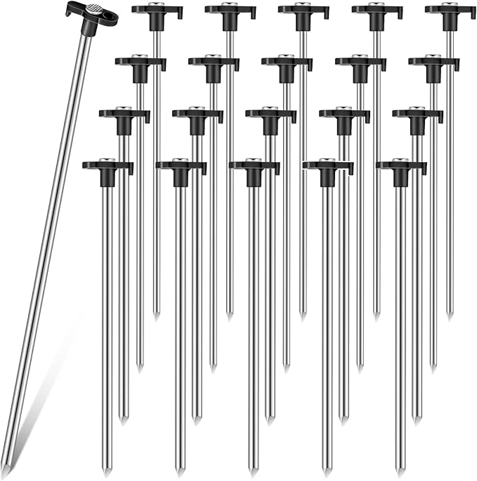 Shimeyao 10" Tent Stakes Camping Heavy Duty Stakes Bulk Metal Ground Pegs Camping Spikes Galvanized for Outdoor Pitching Canopy