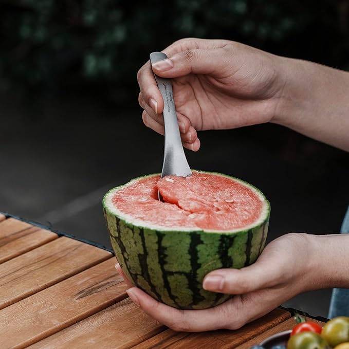 Boundless Voyage Titanium Spoon for Camping Travel Home with Carry Bag Outdoor Tableware Camping Flatware Cooking Utensils Ti15171B