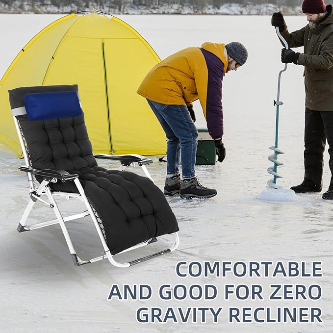 Headrest Pillow for Patio Chaise Lounge Chair, Outdoor Chaise Pillows with Adjustable Elastic Stripe Head Resting Pillows for Recliner Office Chair, Dark Blue