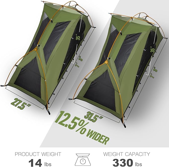 Night Cat Camping Cot Tent - Waterproof 1-Person Off-Ground Combo Cot Bed for Adults Portable Easy Set-up Tent