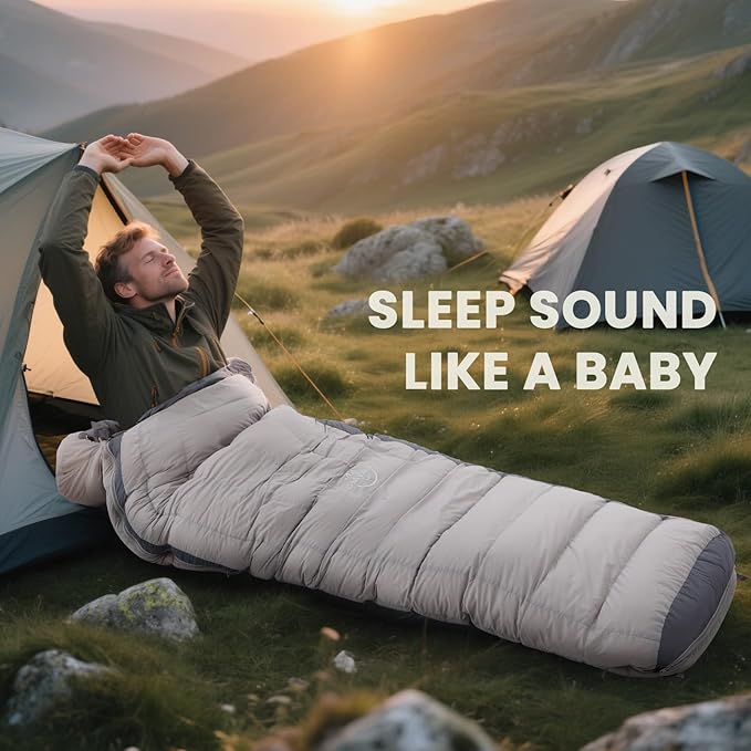 -10°F 0°F 10°F 15°F Down Sleeping Bag for Adults,800/650 Fill Power,Ultralight Wearable 4 Season Cold Weather Rectangle Sleeping Bag for Camping Hiking,Can be Used as a Down Blanket or Cloak