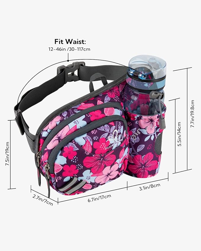 WATERFLY Fanny Pack Waist Bag: Waist Pack for Women Men with Water Bottle Holder Hiking Fanny Pack for Running Walking DogWalking Travel Cycling