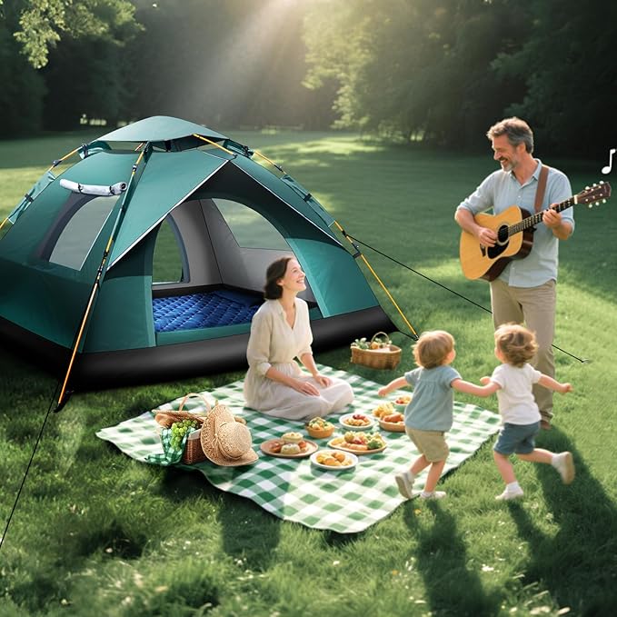 FUNANASUN 2-3 Person Camping Tent Automatic Instant Pop-Up Tents for Camping Easy and Quick Setup Camping Tent Waterproof Tent Family Tent for Camping/Backpacking/Hiking/Beach/Backyard/Outdoor Events
