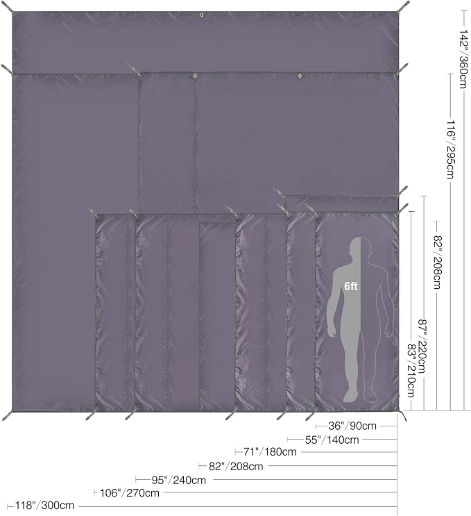 REDCAMP Waterproof Camping Tent Tarp - 95"x83", 4 in 1 Multifunctional Tent Footprint for Camping, Hiking and Survival Gear, Lightweight and Foldable