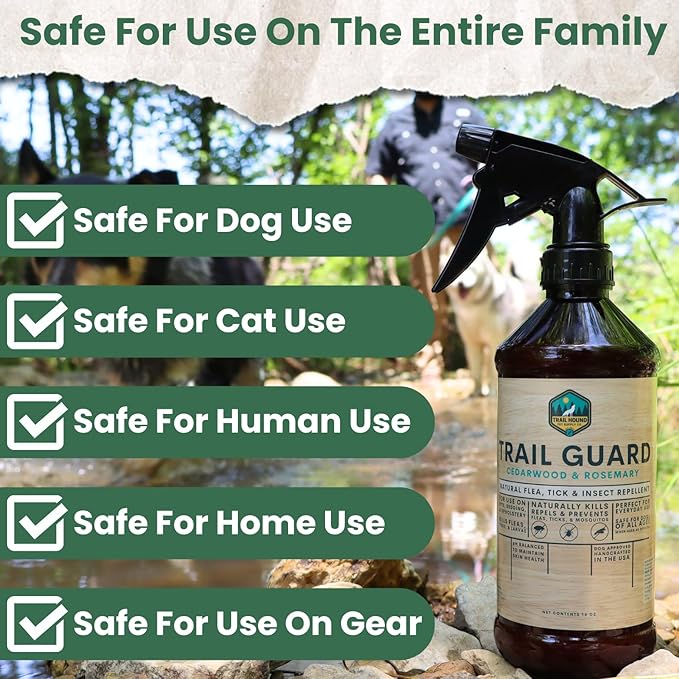 Trail Guard Natural Extra Strength Insect, Flea and Tick Spray for Dogs, Cats, People & Home - 16oz Lemongrass Scented Plant-Based Insect & Tick Repellent for Dogs - Kid Safe (16oz)