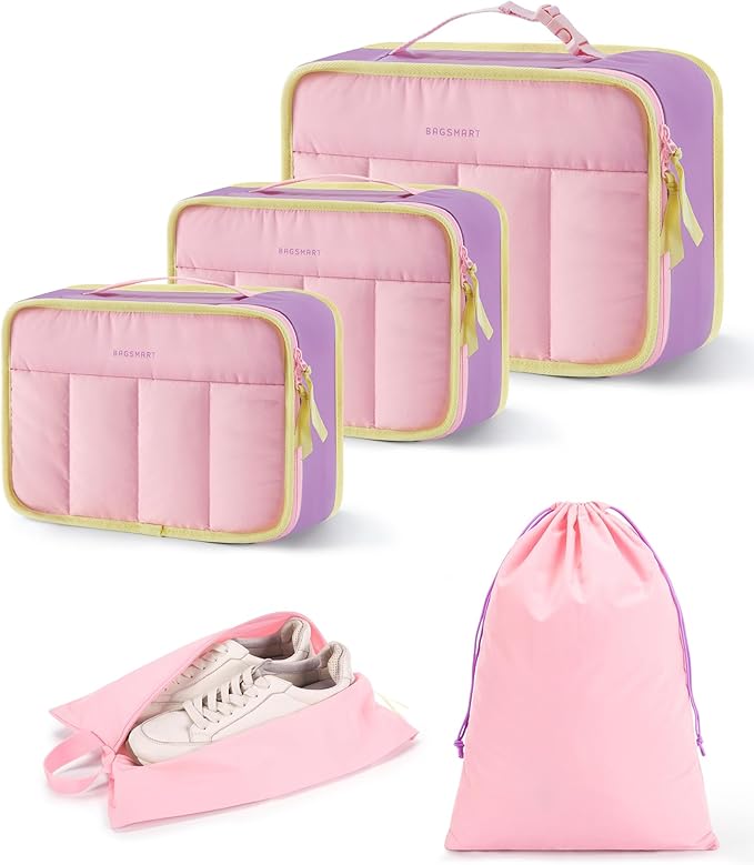 BAGSMART Compression Packing Cubes for Travel, 6 Set/5 Set/4 Set, Compression Suitcase Organizer Bags Set for Suitcases Travel Essentials, Lightweight Packing Organizers