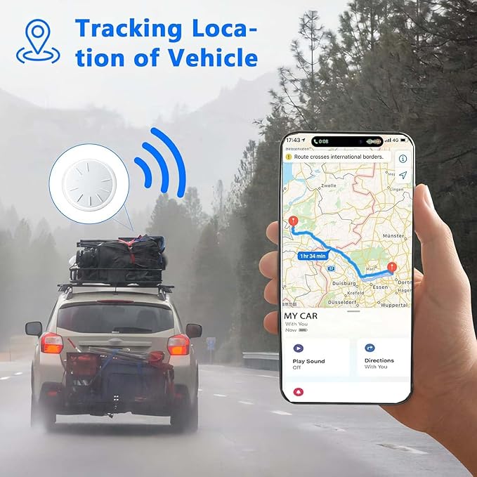 Car GPS Tracking Device for Vehicles, 2PCS Real Time GPS Tracker Work with Find My (iOS Only),Hidden Mini GPS Tracker,No Monthly Fee (White Tracker, White Magnetic Case)
