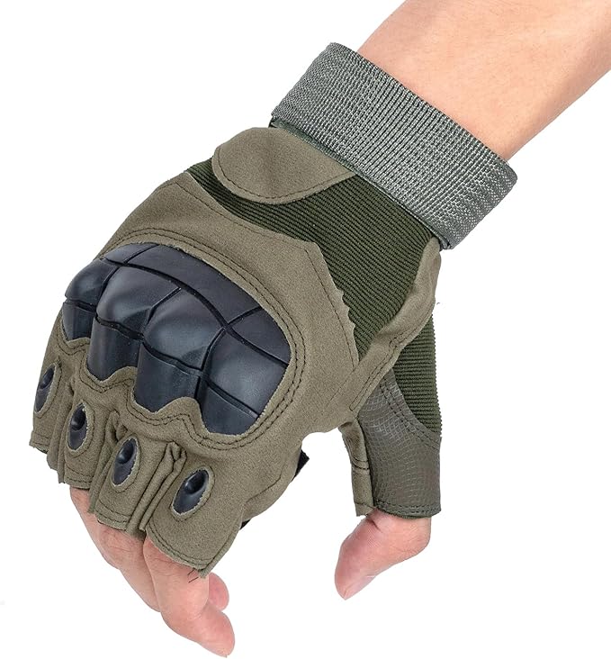GCSIOM Tactical Fingerless Gloves Breathable, Non-Slip, Impact Resistant, Suitable for Outdoor Cycling, Motorcycle Riding, Rock Climbing