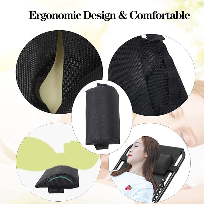 Ostlttyn Zero Gravity Chair Pillow Replacement, Black, 14.3x6.7x2.3 inches, Foam Fill, Modern Style, Head Support, Comfortable & Durable, Breathable Fabric, Removable Cover