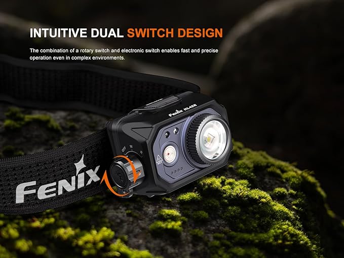 Fenix HL45R 1000 Lumen Adjustable Beam Headlamp, Rechargeable, AAA Dual Fuel, Gesture Sensing, Floodlight,Spotlight, Red Light with EdisonBright Battery Carrying case