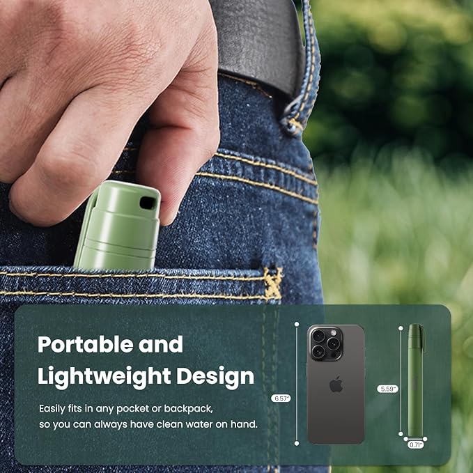 Portable Water Filter Straw Survival, Essential Camping & Hiking Gear, Water Purification Straw for Travel, Biking and Emergency Preparedness