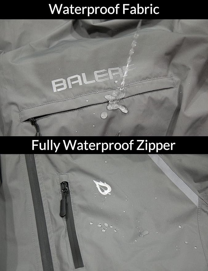 baleaf Men's Rain Jacket Waterproof Windbreaker Raincoat Running Cycling Hiking Gear Hood Lightweight Reflective Packable