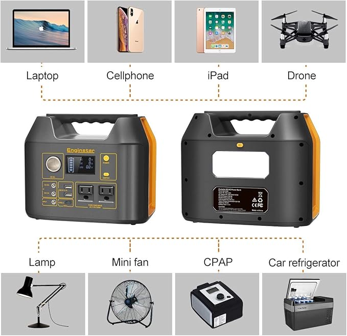 Enginstar Solar Generator, 296Wh Portable Power Station, 110V Pure Sine Wave, 80000mAh Backup Battery Power Supply for CPAP Outdoor Camping, Traveling, and Emergencies