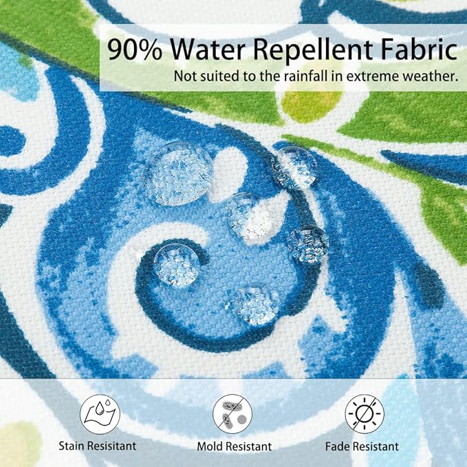 Magpie Fabrics Pack of 2 Outdoor Waterproof Lumbar Rectangular Throw Pillow with Insert, Home Decorative Toss Pillows All Weather Cushion for Patio Garden Car Office (12x20 Inch, Paisley Lapis Green)