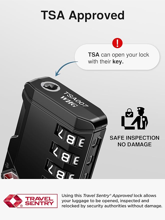 Puroma TSA Approved Travel Luggage Locks, 4 Pack Black 4 Digit Resettable Combination Code Lock with Zinc Alloy Body for Suitcase, Backpack, Laptop Bag, Gym Locker, Toolbox