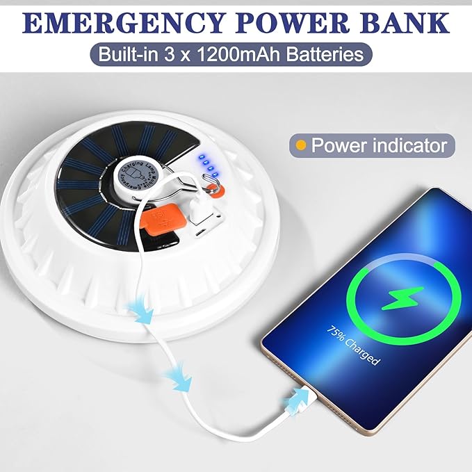 2 Pack Solar Camping Lantern with Remote 4000LM Rechargeable Hanging Light Portable LED Camping Lights IPX4 Waterproof Tent Lights Solar Lanterns for Power Outages, Emergency, Hurricane