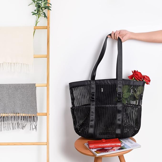 Beach Bag - Mesh Tote Bag Beach Vacation Clothes for Women Pool Bag for Travel Pool Family Cruise Essentials 2025