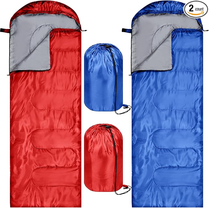 Tudomro 2 Pcs Camping Sleeping Bag for Adults, Lightweight Packable Waterproof Camping Gear Equipment to Keep Warm for Spring Summer Fall Indoor Outdoor Backpacking Hiking Travel