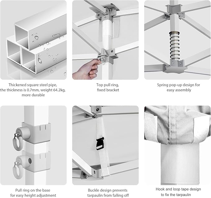 COBIZI 13x26 Pop up Canopy Tent 13x26 Canopy with 6 Sidewalls Waterproof Heavy Duty Commercial Canopy Tent for Parties Outdoor Tent Garden Gazebo Tent, Carry Bag with Wheel(13x26ft, White)