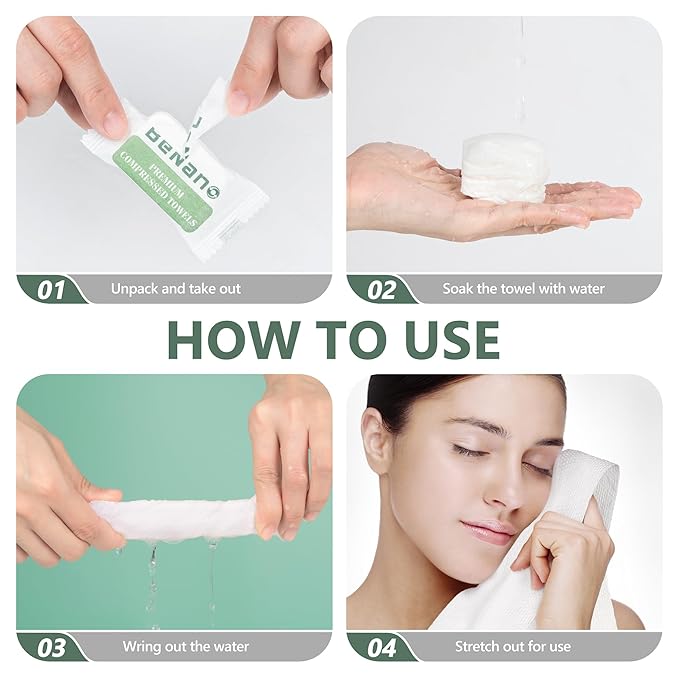 Premium Disposable Compressed Face Towels Tablets, 100% USDA Biobased Quick Dry Portable Thick Towelettes Washcloths 11.8 in x 9.4 in for Hotel Camping Travel Guests Salon Ultra Soft Reusable