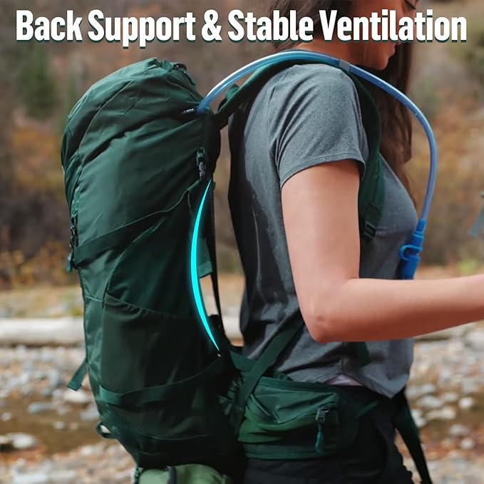 Night Cat Internal-frame Hiking Backpack: 30L Camping Backpack for Men Women Lightweight Waterproof Rain Cover Green