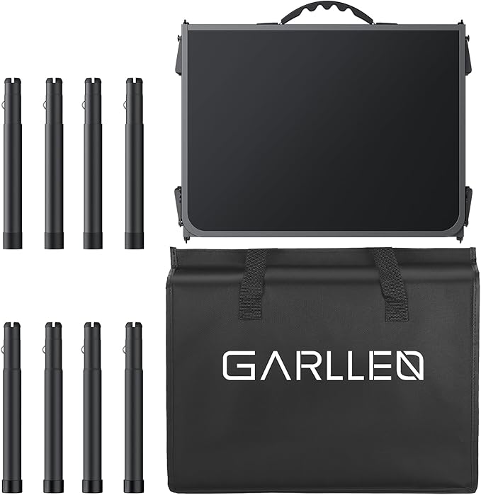 GARLLEN Folding Camping Table, 3-Adjustable Height Portable Picnic Table with Carrying Bag, Lightweight Aluminum Folding Outdoor Table for Camping, BBQ, Picnic, 34.2" L x 15.7" W, Black