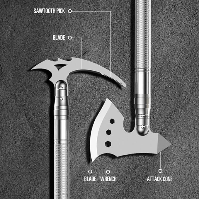 YANTOO Survival Shovel Axe Multitool, Fixm Folding Shovel Hatchet Survival Tool Camping Tool Kit with Storage Bag, Great for Outdoors, Camping, Hiking and Car Emergency