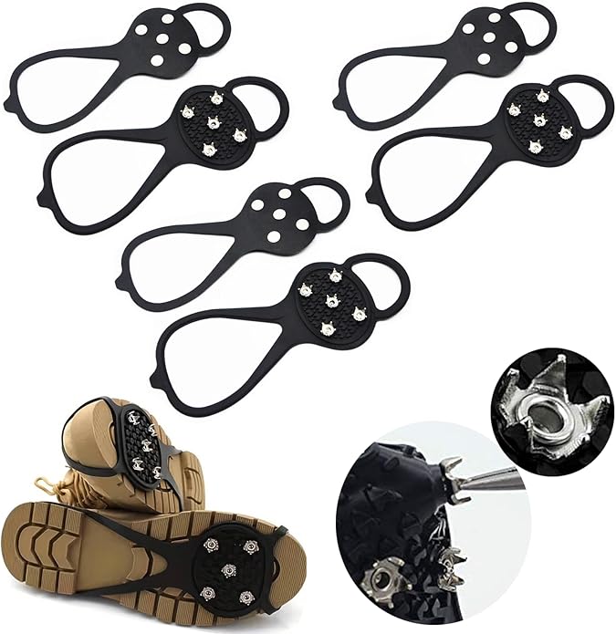 Universal Non Slip Gripper Spikes for Shoes, Ice Traction Cleat Grips with Steel Studs Crampon for Ice Sports