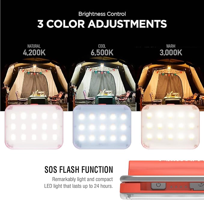 CLAYMORE Ultra Mini (Black) - Outdoor Rechargeable LED Light for Camping, Tent, Backpacking, Emergency and Industrial Use. Waterproof, Portable Lantern with USB-C, Up to 24 Hours Battery Life.